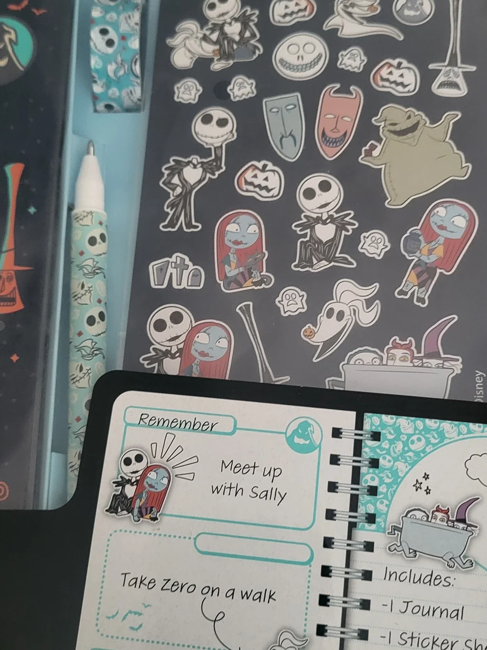 Nightmare Before Chirstmas Journal, Gel Pen, Sticker Sheet & Tape - NIB